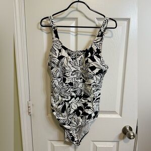 Black and White Floral Swimsuit